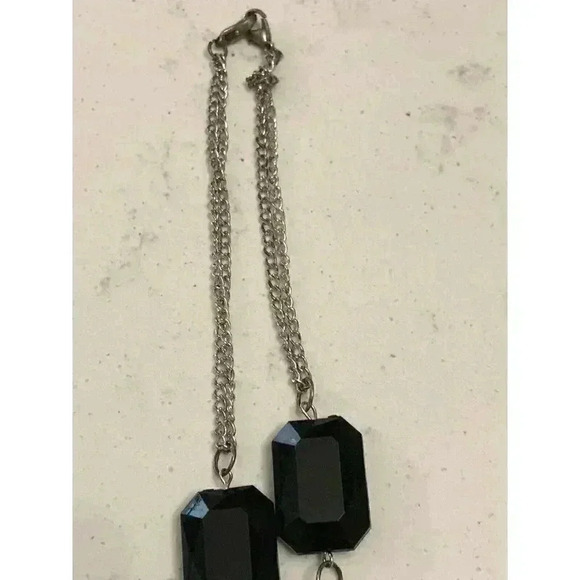 Vintage Silver Tone Black Beaded Multi Strand Necklace Retro Statement Piece - Picture 7 of 9